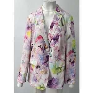 Basler Floral Print Notch Lapel Blazer in Multicolor sz 44 NWT